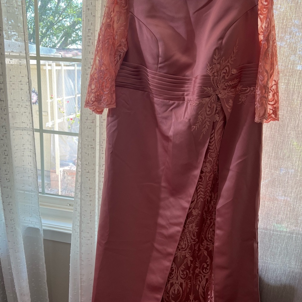 JJs House Pink Long Sleeve Lace Dress